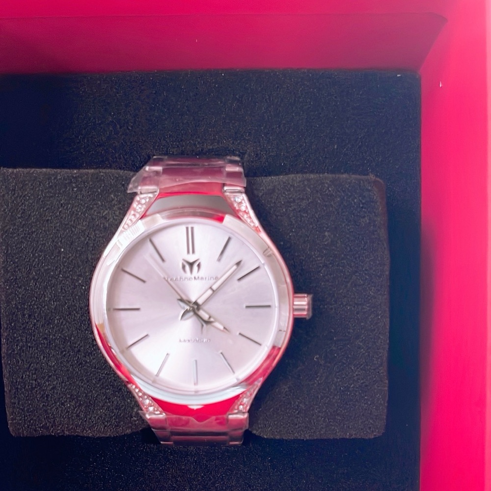 Technomarine Silver Watch with Crystal Details